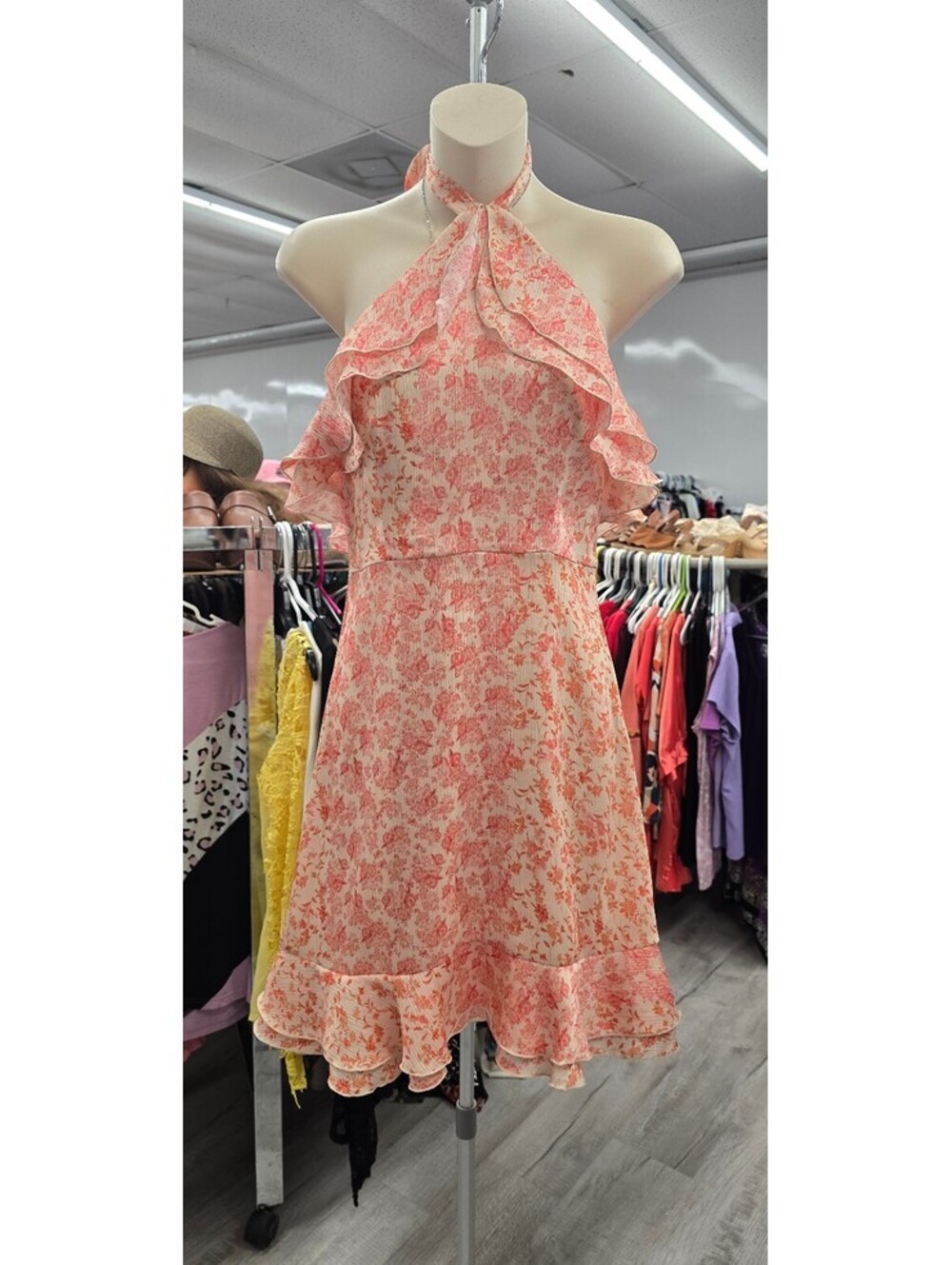 Gianni Bini Floral Halter Ruffle Dress – Size 0